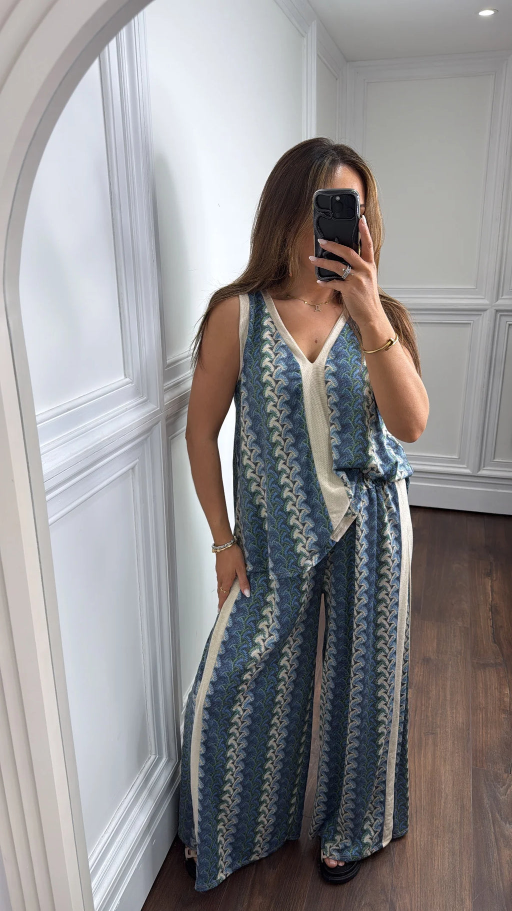 PELLA  printed contrast trouser co-ord